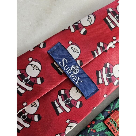 Set Three Greetings Ties Holiday Season, Set Of 3 Vintage Christmas Ties - Picture 6 of 8